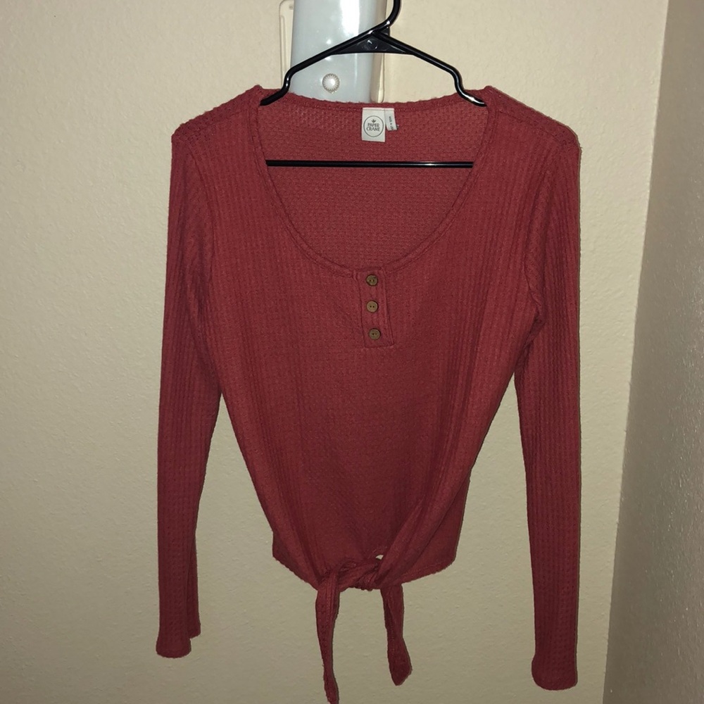 Pink-Orange Long Sleeve Crop Top